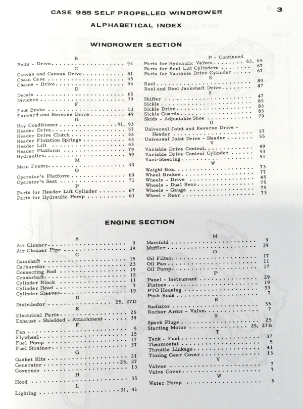 Case 955 Self Propelled Windrower Parts Manual Catalog Book Assembly Schematic - Image 2