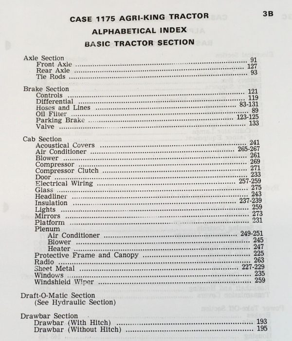 Case 1175 Tractor Operators Parts Manual Catalog Owners Set Serial No 8712001-Up - Image 3