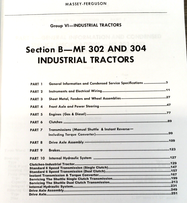 Massey Ferguson 302 & 304 Industrial Tractor Service Manual Repair Technical MF - Image 2