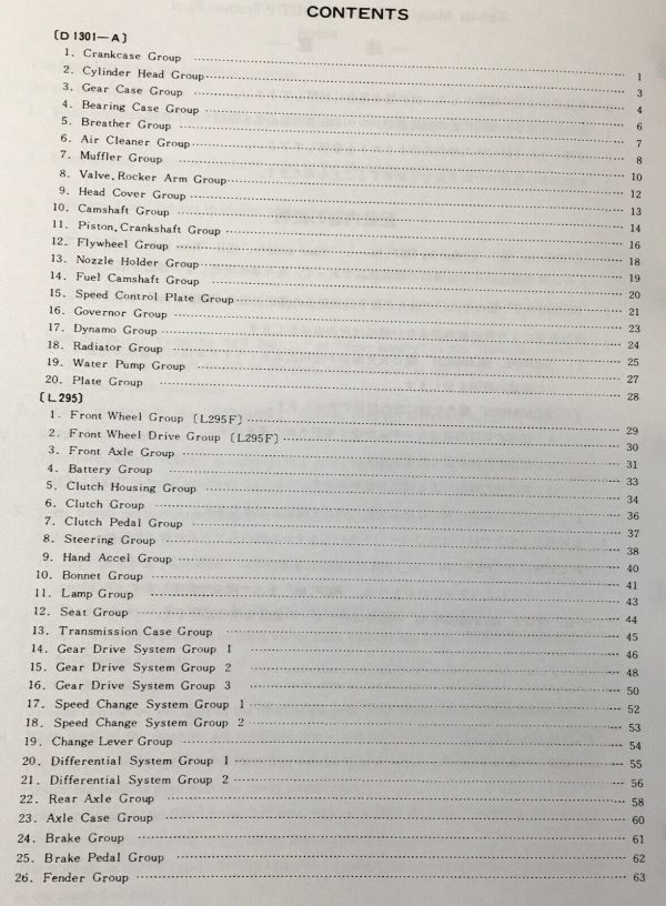 Kubota L295F-P L295Dt-P Tractor Parts Manual Catalog Book Assembly Schematics - Image 2