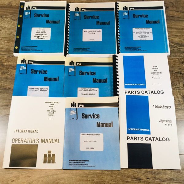 International 2400B Gas Backhoe Tractor Service Part Operators Manual Set C175