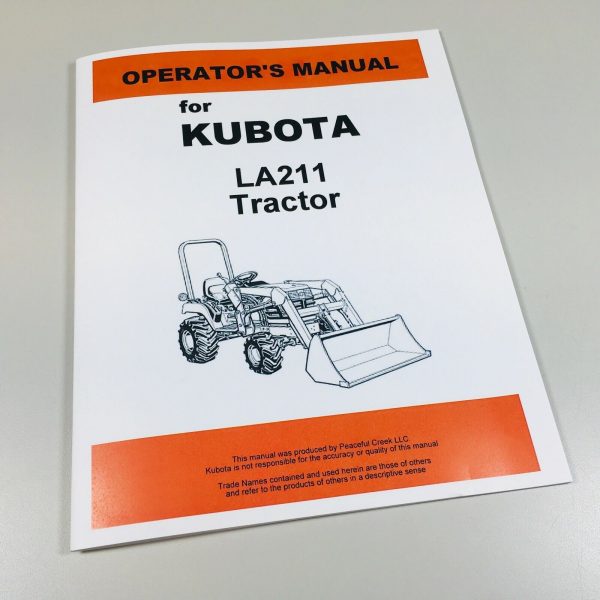 Kubota La211 Front End Loader Operators Maintenance Manual Book