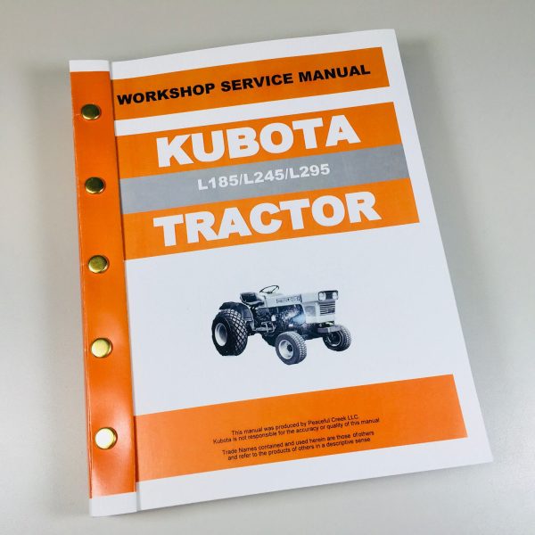 Kubota L185 L245 L295 Tractor Service Repair Manual Technical Shop Book Overhaul