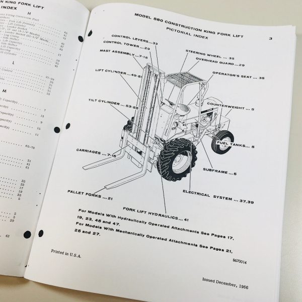 J I Case Model 580Ck Fork Lift Parts Catalog Manual 994 Assembly Exploded Views - Image 3