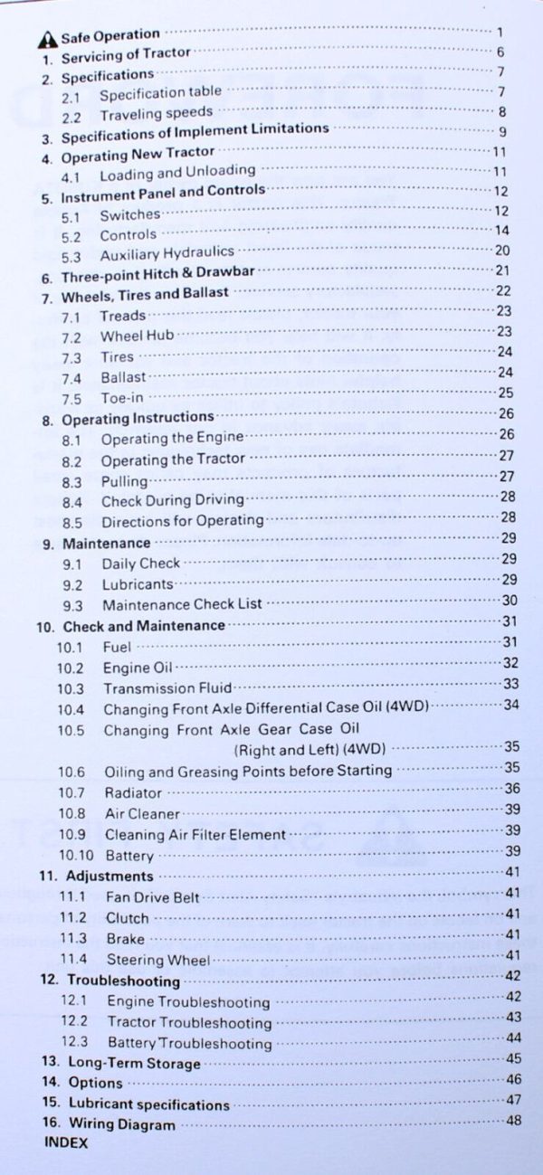 Kubota B9200Hst Tractor Operators Owners Manual Maintenance Specifications - Image 2