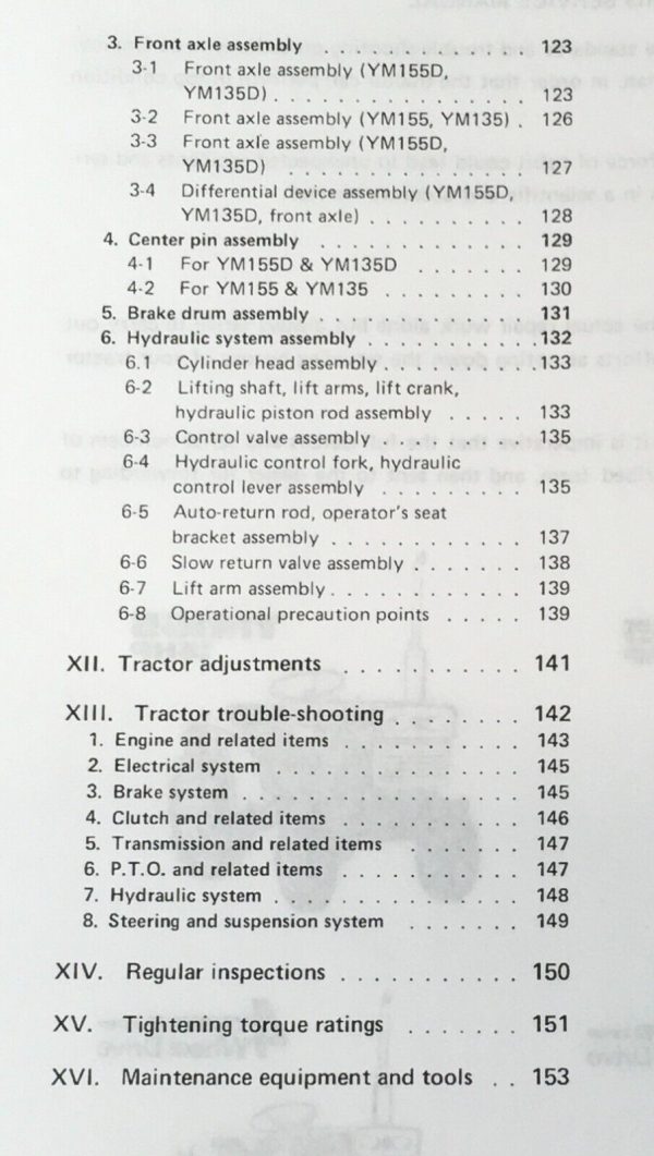 Yanmar YM135 YM1335D YM155 YM155D Tractor Service Manual Repair Shop Technical - Image 2