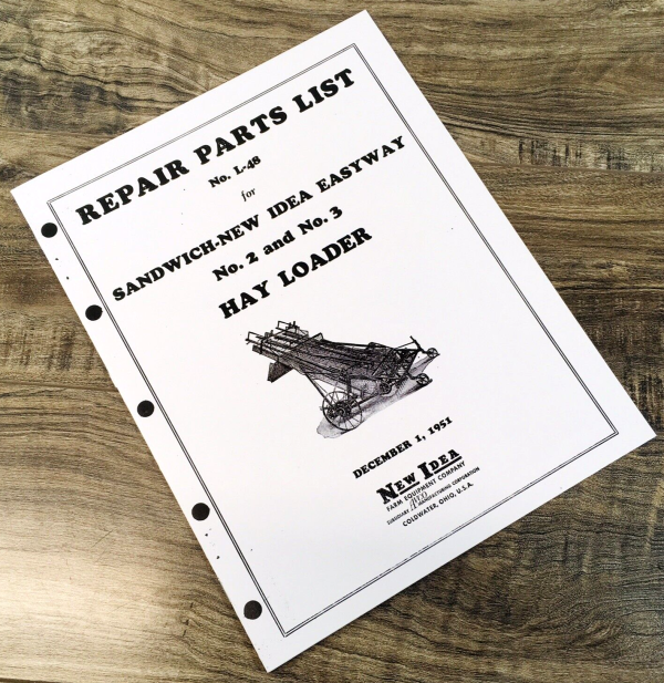 New Idea 2 3 Hay Loader Parts Manual Catalog Book Assembly Schematics Views