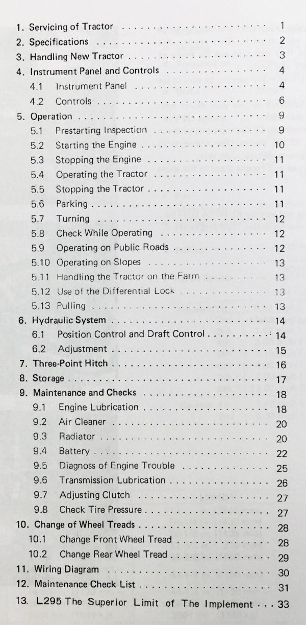 Kubota L295 L295Dt Tractor Operators Owners Manual And Parts Catalog In One Book - Image 2