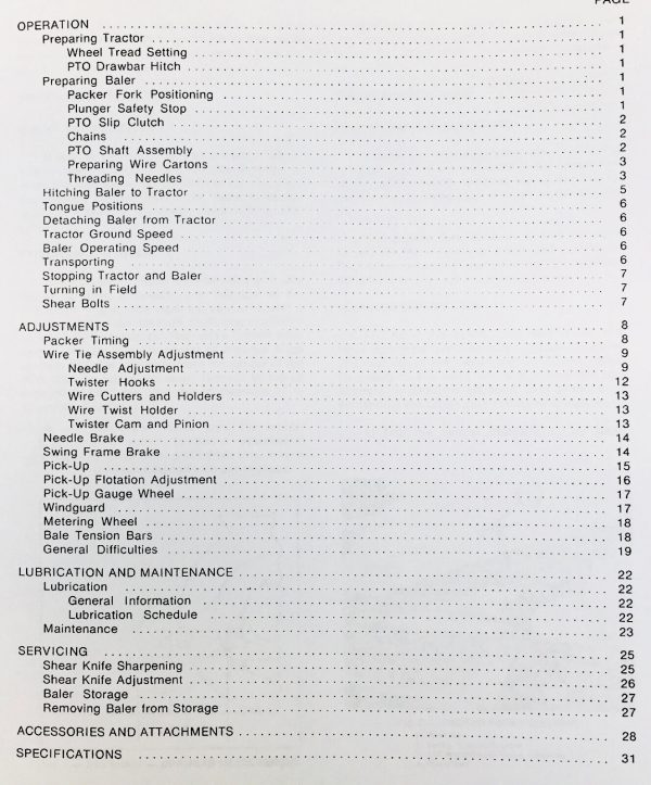 Massey Ferguson Mf 126 Wire Baler Owners Operators Manual Maintenance - Image 2