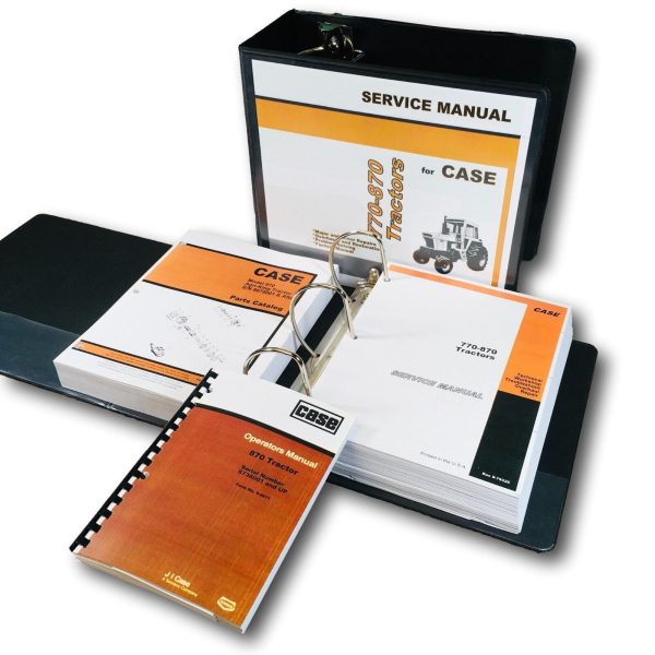 Case 870 Tractor Service Manual Parts Catalog Operators Owners Set SN 8736001-Up