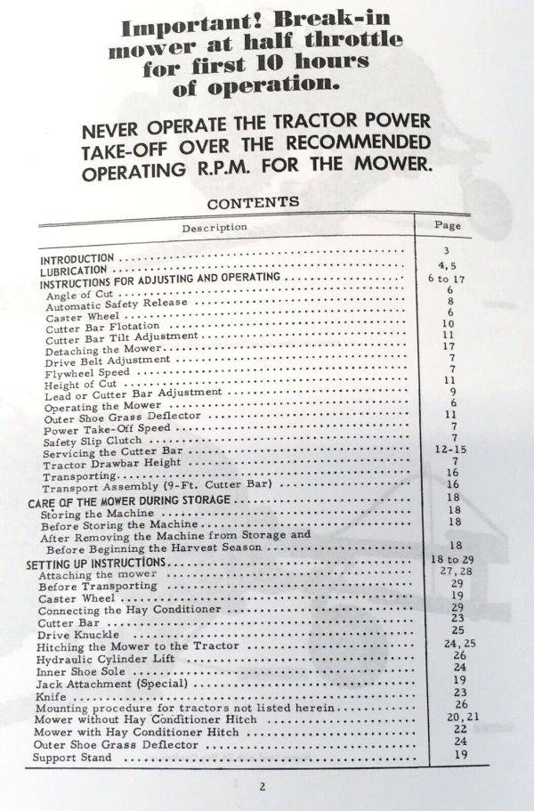 International 120 Hitch Balanced Sickle Mower Operators Manual Owners 2pt 3pt - Image 2