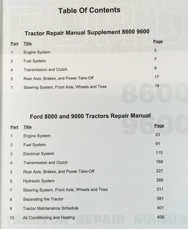 Ford 8000 8100 8200 8400 8600 9600 Tractor Service Manual Repair Shop Technical - Image 2