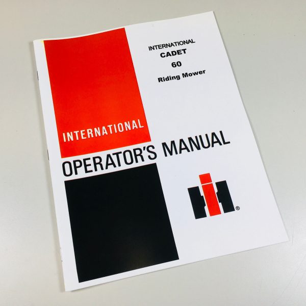 International Harvester Cub Cadet 60 Riding Mower Garden Operators Manual