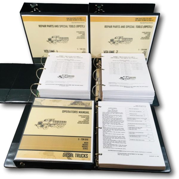 5 Ton 6x6 M923 M925 M927 M928 M929 Cargo Truck Parts Operators Manual Set Book