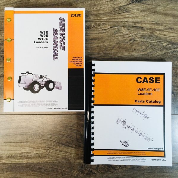 Case W8E W9E W10E Wheel Loader Service Manual Parts Catalog Repair Shop Set Book