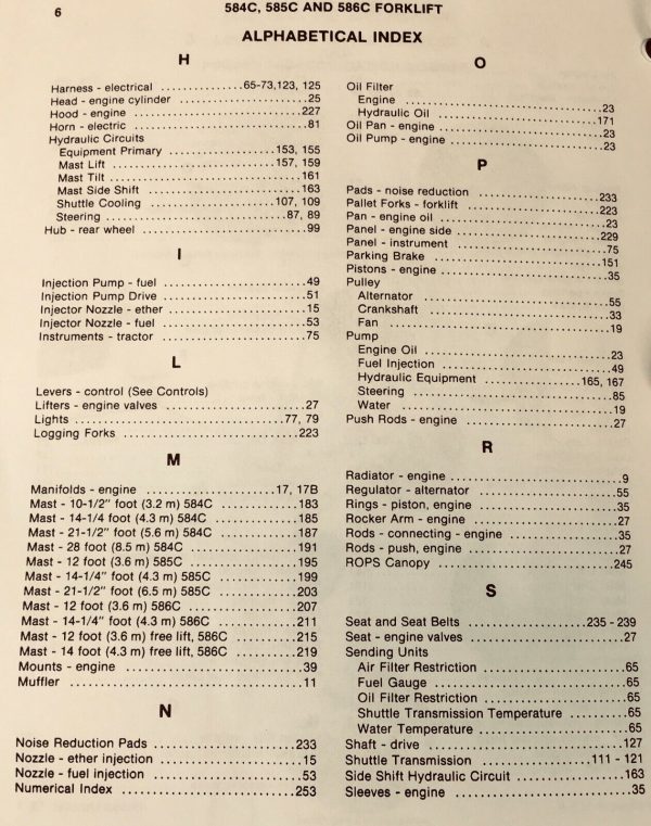 Case 584C 585C 586C Forklift Service Manual Parts Catalog Overhaul Repair Binder - Image 8