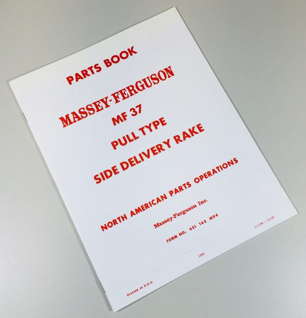 Massey Ferguson 37 Side Delivery Rake Parts Operators Manual Set Owners Book - Image 5