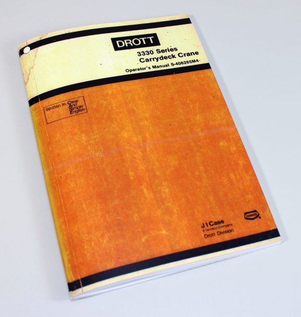 Drott 3330 Series Carrydeck Crane Operators Owners Manual J I Case Maintenance