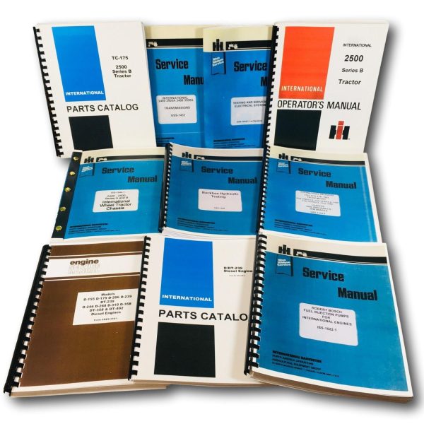 International 2514B Diesel Backhoe Tractor Service Parts Operators Manual Set