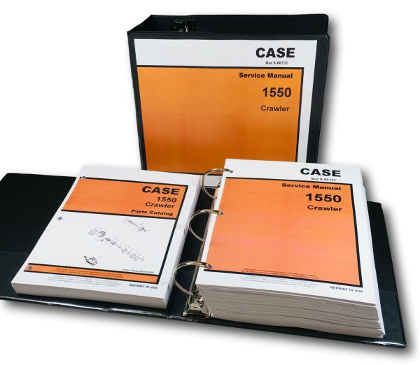 Case 1550 Crawler Dozer Technical Service Manual Parts Catalog Shop Book Set