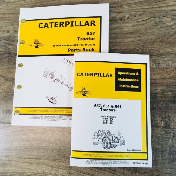 Parts Operators Manual Set For Caterpillar 657 Scraper Tractor Catalog 31G1-UP