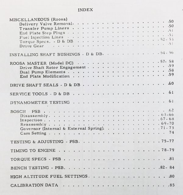 Allis Chalmers Fuel Injection Data A & C Gleaner Tractor Service Manual - Image 3