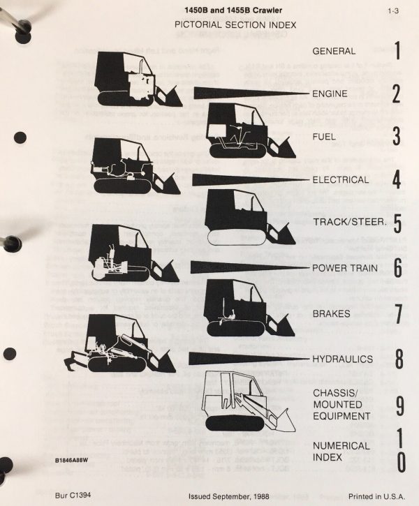 Case 1450B 1455B Crawler Parts Manual Catalog Assembly Schematic Exploded Views - Image 3