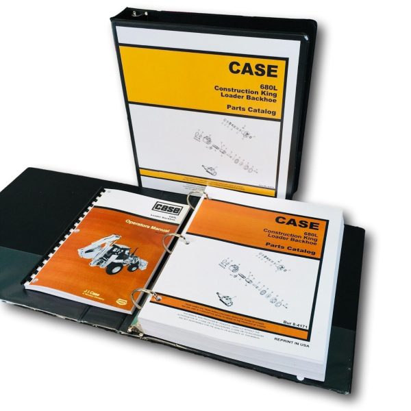 Case 680L Backhoe Loader Parts Catalog Operators Manual Owners Book Set