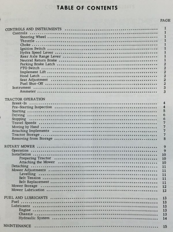 Massey Ferguson Mf 14 Lawn Garden Tractor Mower Operators Owners Manual - Image 2