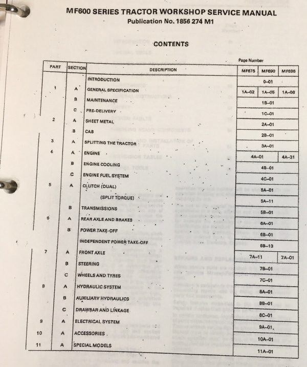 Massey Ferguson 675 690 698 Tractor Service Manual Repair Shop Workshop Book - Image 3