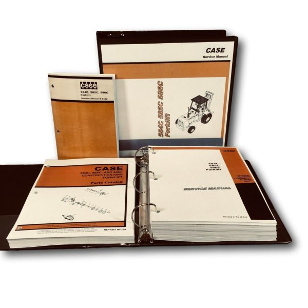 Case 584C 585C 586C Forklift Service Parts Operators Manual Set Overhaul Binder