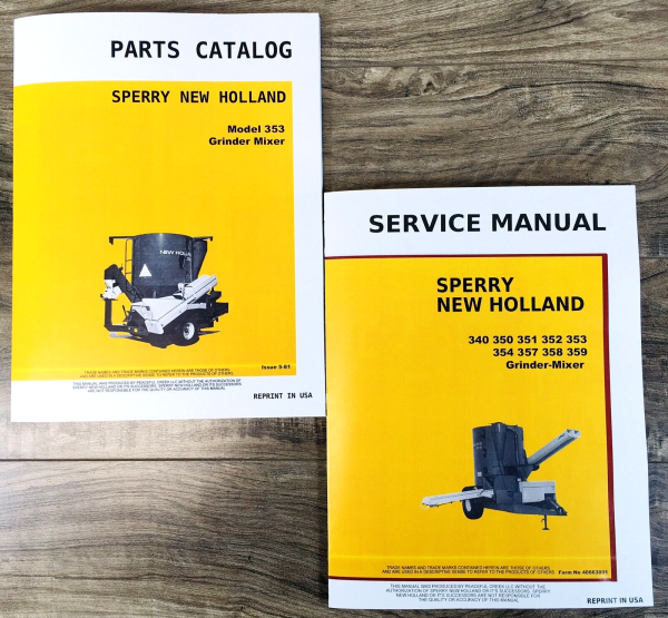 New Holland Model 353 Grinder Mixer Service Manual Parts Catalog Repair Shop NH