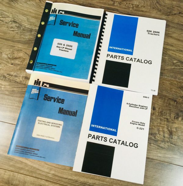 Farmall International 606 2606 Gas Tractor Service Parts Manual Set Catalog C221