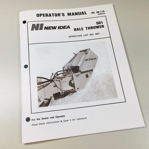 New Idea 561 Bale Thrower Baler Owners Operators Manual