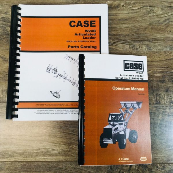 Case W24B Articulated Loader Parts Catalog Operators Manual Owners Set 9120798-