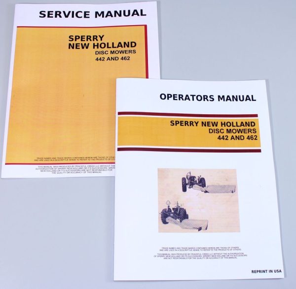 Set New Holland 442 462 Disc Mowers Service Operators Owners Repair Shop Manual