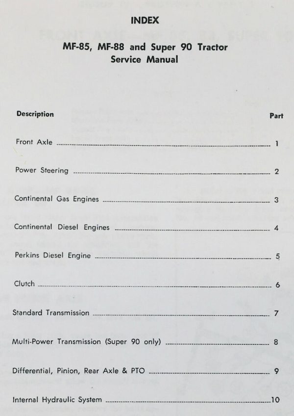 Massey Ferguson 85 88 Tractor Service Parts Manual Repair Shop Set Mf85 Mf88 - Image 7