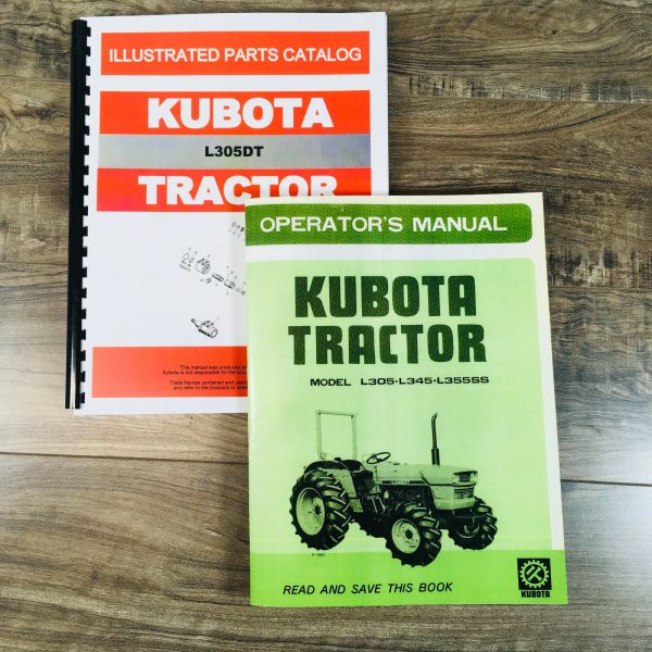 Kubota L305 L305Dt Tractor Operators Owners Manual Parts Catalog Set 4Wd 2Wd