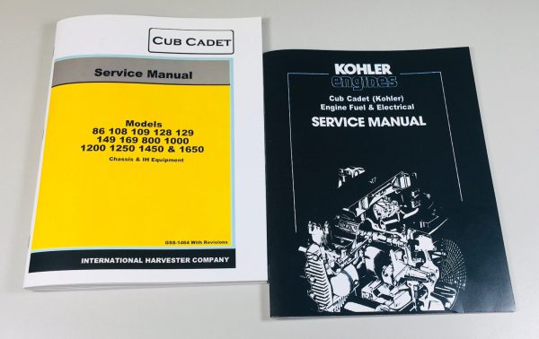 Ih Cub Cadet 86 108 109 128 Garden Tractor Service Kohler Engine Manual Set