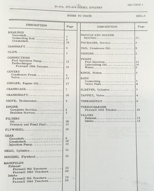 International D-414 Dt-414 Diesel Engines Service Parts Manual Set 6 Cylinder Ih - Image 2