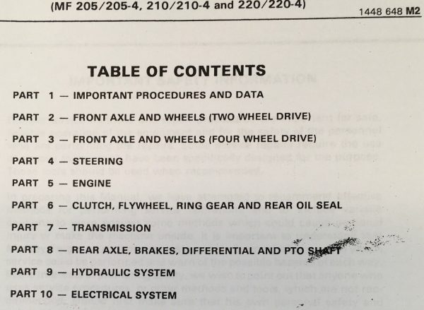 Massey Ferguson 205 205-4 Compact Tractor Service Parts Manual Repair Shop Set - Image 2