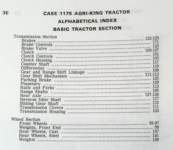 Case 1175 Tractor Operators Parts Manual Catalog Owners Set Serial No 8712001-Up - Image 5