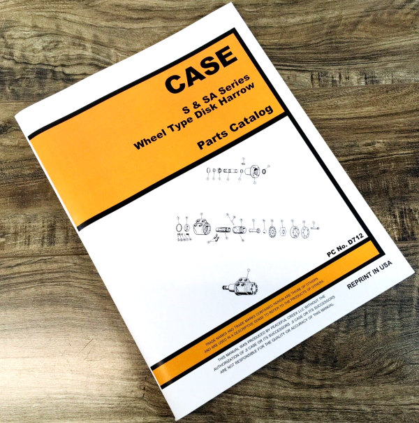 Case S138 SA138 S139 & SA139 Wheel Type Disk Harrow Parts Manual Catalog Book