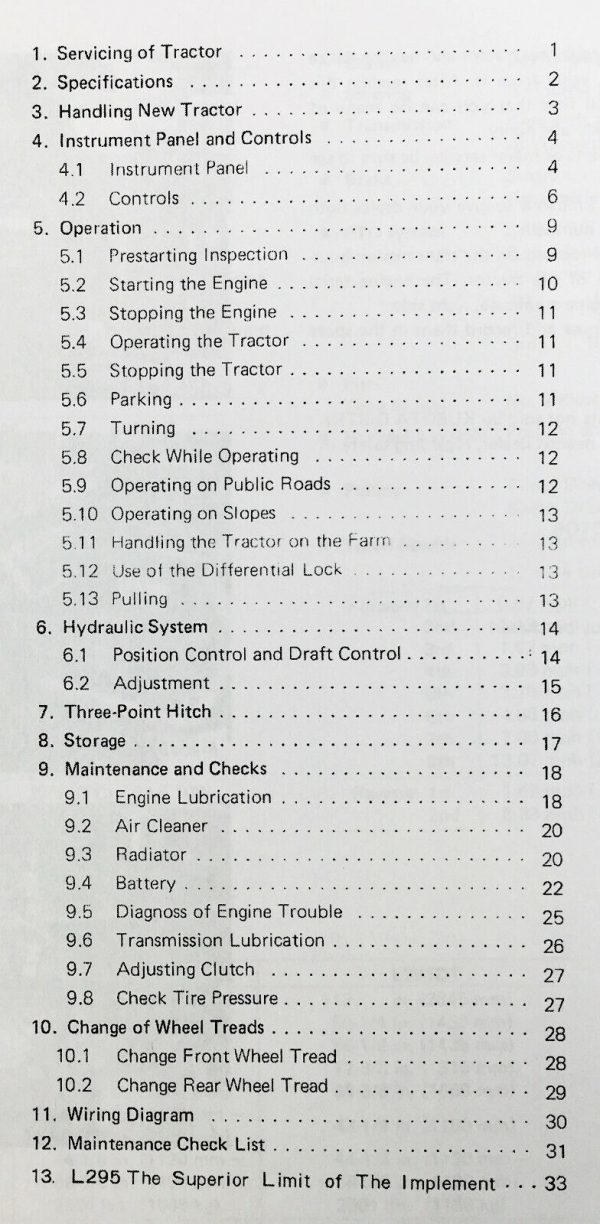 Kubota L295 L295F-P L295Dt-P Tractor Manual Parts Catalog Operators Set Book - Image 4