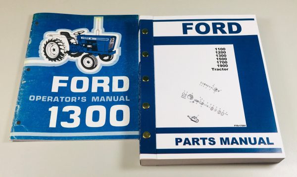 Ford 1300 Tractor Owners Operators Manual Parts Catalog Set