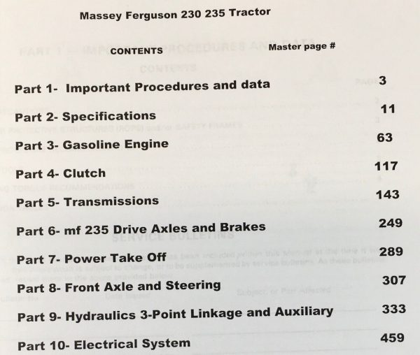 Massey Ferguson 230 & 235 Tractor Service Manual Repair Shop Technical Workshop - Image 2