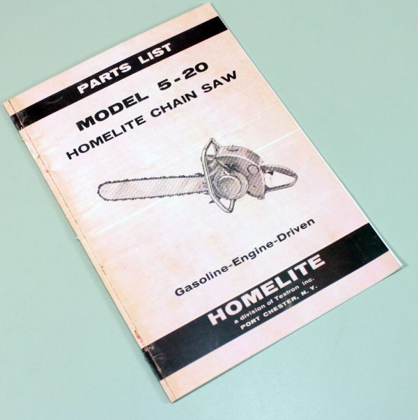 Homelite 5-20 Chainsaw Parts List Assembly Manual Catalog Exploded Views