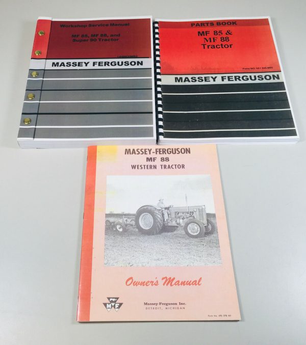 Massey Ferguson 88 Tractor Service Operators Parts Manual Catalog Set