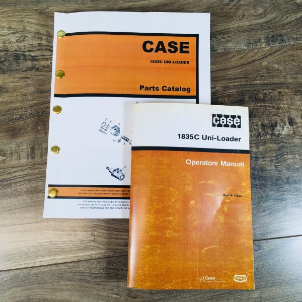 Case 1835C Uni-Loader Skid Steer Parts Catalog Operators Owners Manual Set Book