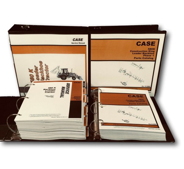 Case 580K Backhoe Loader Tractor Phase 1 Service Manual Parts Catalog Shop Book